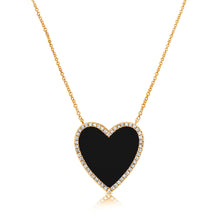 Load image into Gallery viewer, 14K Gold Extra Large Onyx and Diamond Heart Necklace

