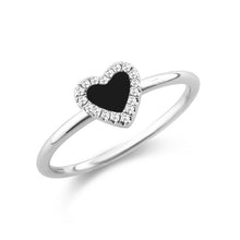 Load image into Gallery viewer, 14K Gold Mini Black and Diamond Heart Ring
