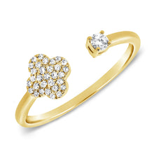 Load image into Gallery viewer, 14K Gold Diamond Clover Open Ring

