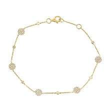 Load image into Gallery viewer, 14K Gold Diamond Alternating Pave and Bezel Bracelet
