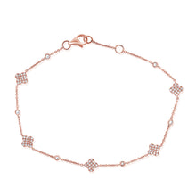 Load image into Gallery viewer, 14K Gold Diamond Alternate Clover and Bezel Bracelet
