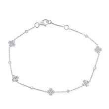 Load image into Gallery viewer, 14K Gold Diamond Alternate Clover and Bezel Bracelet
