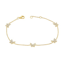 Load image into Gallery viewer, 14K Gold Diamond Multi-Butterfly Bracelet
