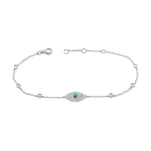 Load image into Gallery viewer, 14K Gold Diamond Eye and Turquoise Diamond by the Yard Bracelet
