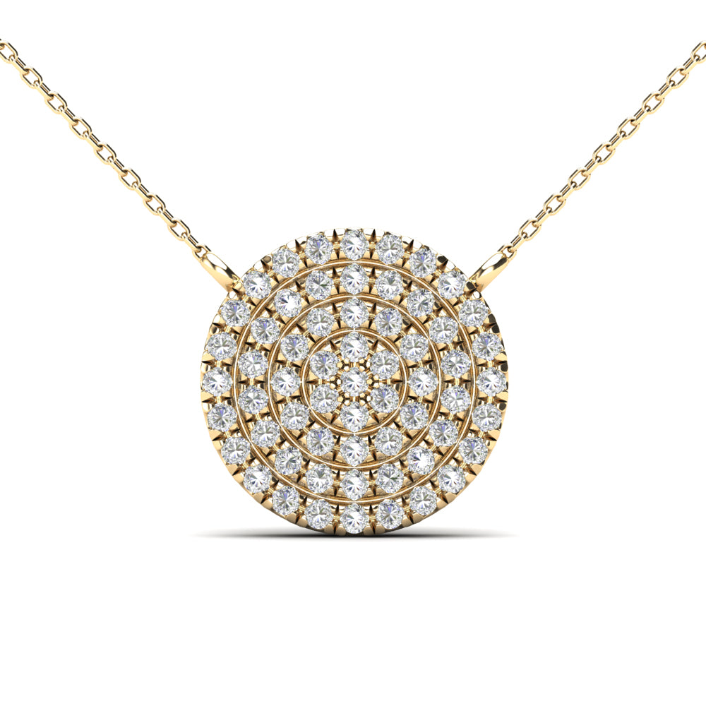 14K Gold Diamond Medium Disc Necklace