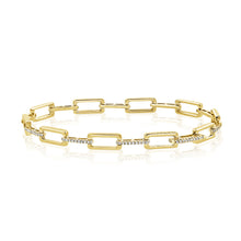 Load image into Gallery viewer, 14K Gold and Diamond Rectangular Link Bracelet
