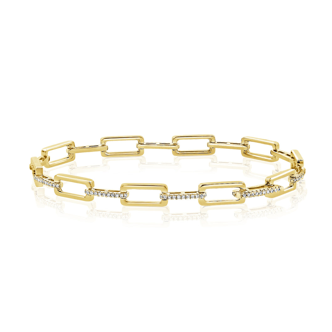 14K Gold and Diamond Rectangular Link Bracelet