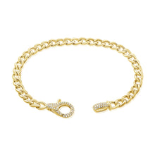 Load image into Gallery viewer, 14K Gold Cuban Link Diamond Clasp Large Bracelet
