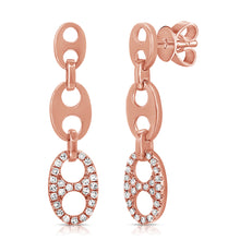 Load image into Gallery viewer, 14K Gold and Diamond Medium Drop Chain Earrings

