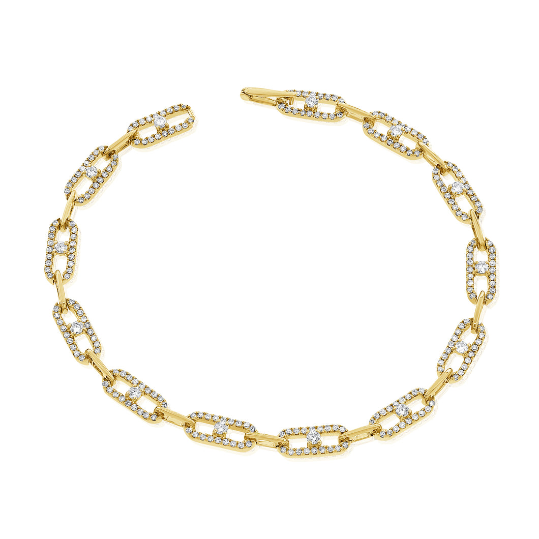 14K Gold Diamond Chain Link Bracelet