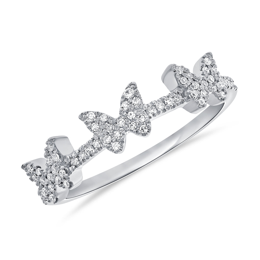 14K Gold Diamond Triple Butterfly Ring