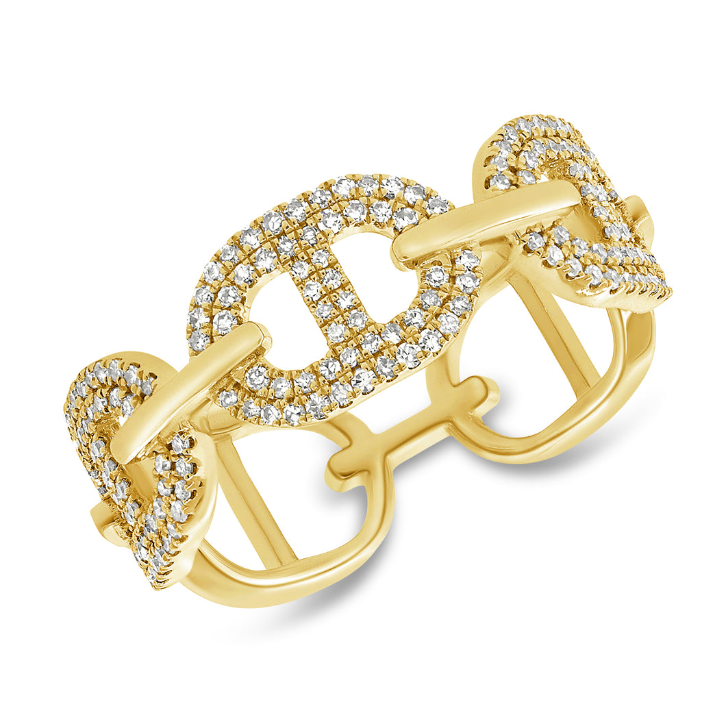 14K Yellow Gold Diamond Link Ring