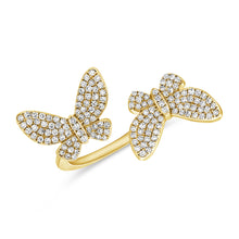 Load image into Gallery viewer, 14K Yellow Gold Diamond Double Butterfly Ring
