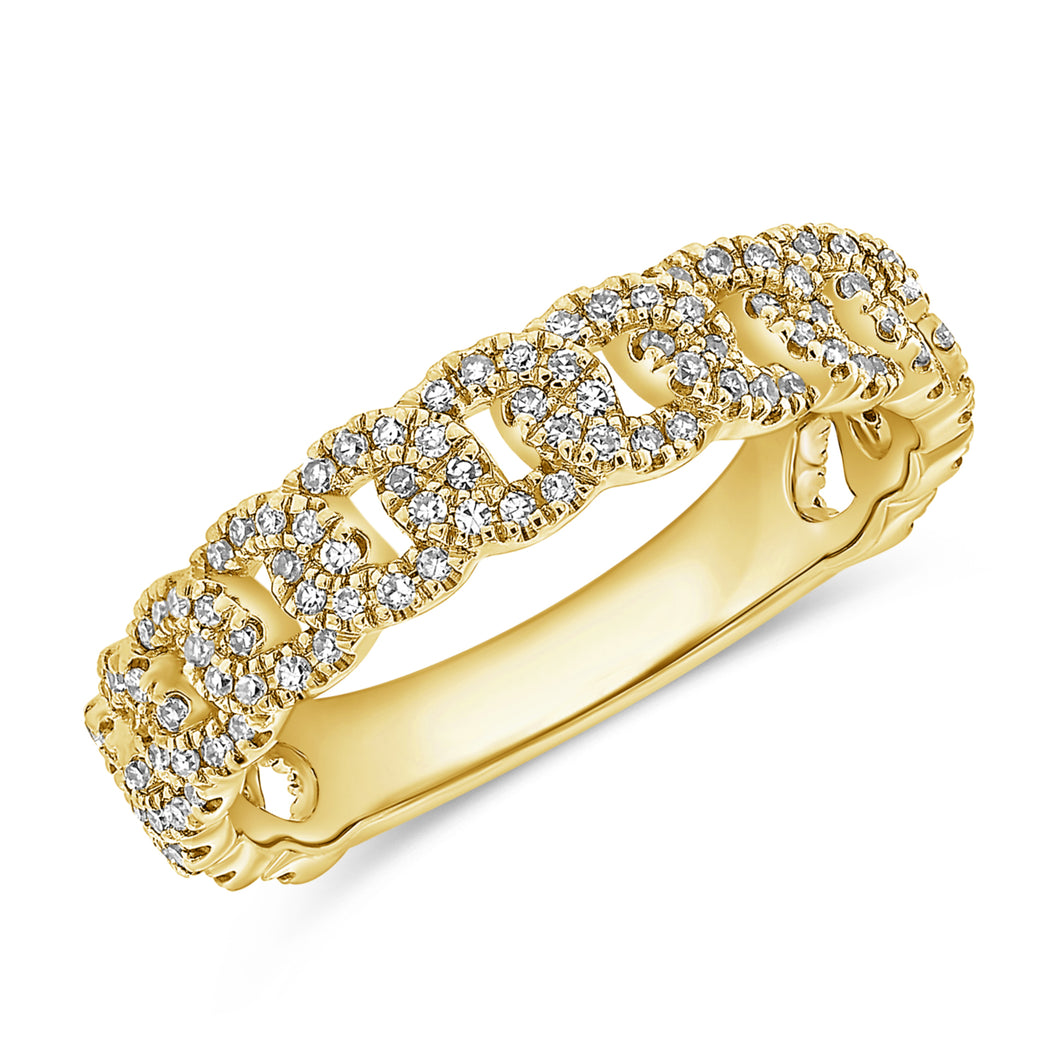 14K Gold Diamond Chain Link Ring
