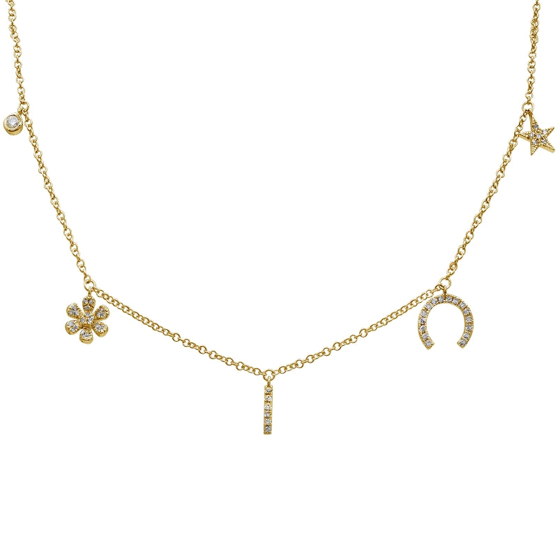 14K Gold Diamond Charm Necklace