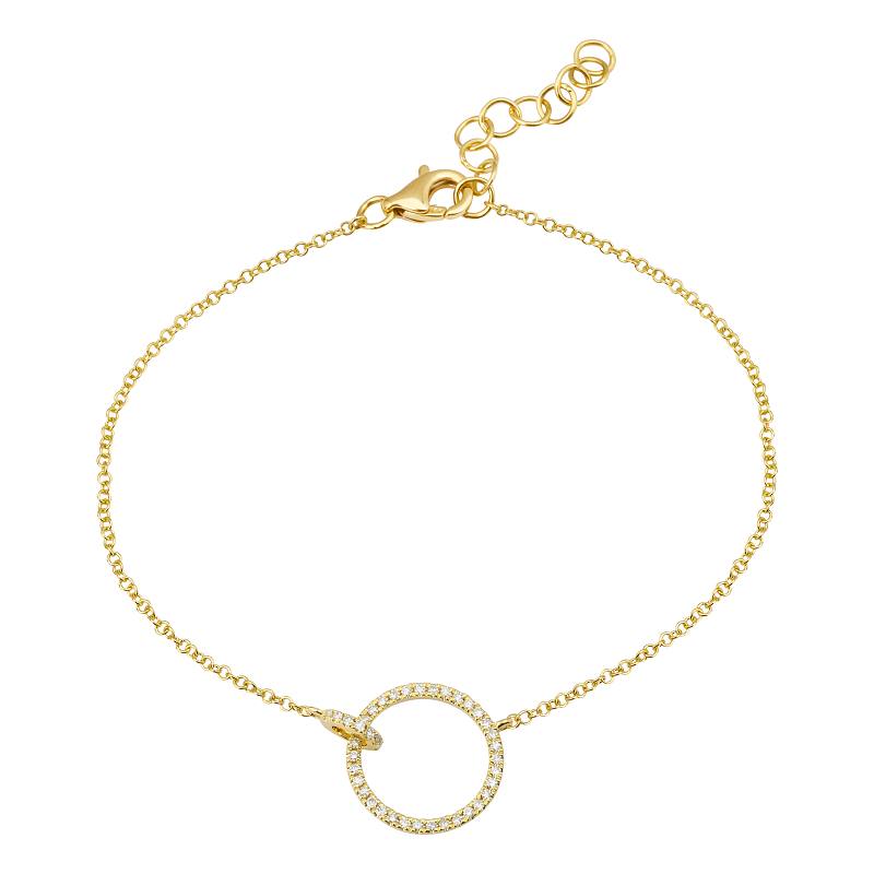 14K Yellow Gold Diamond Circle Link Bracelet