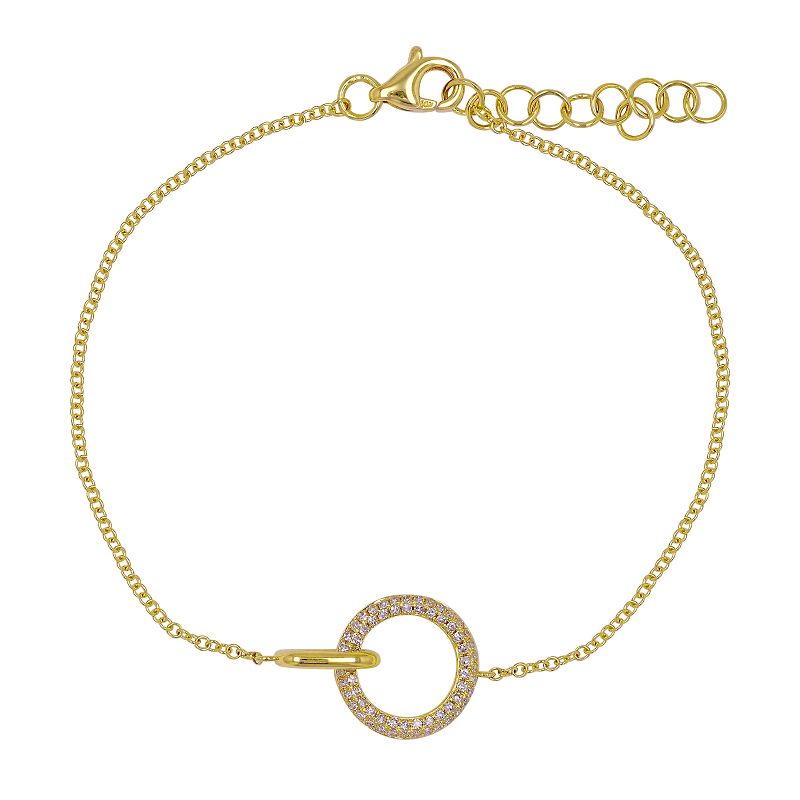 14k Yellow Gold Diamond Linked Open Circle Bracelet