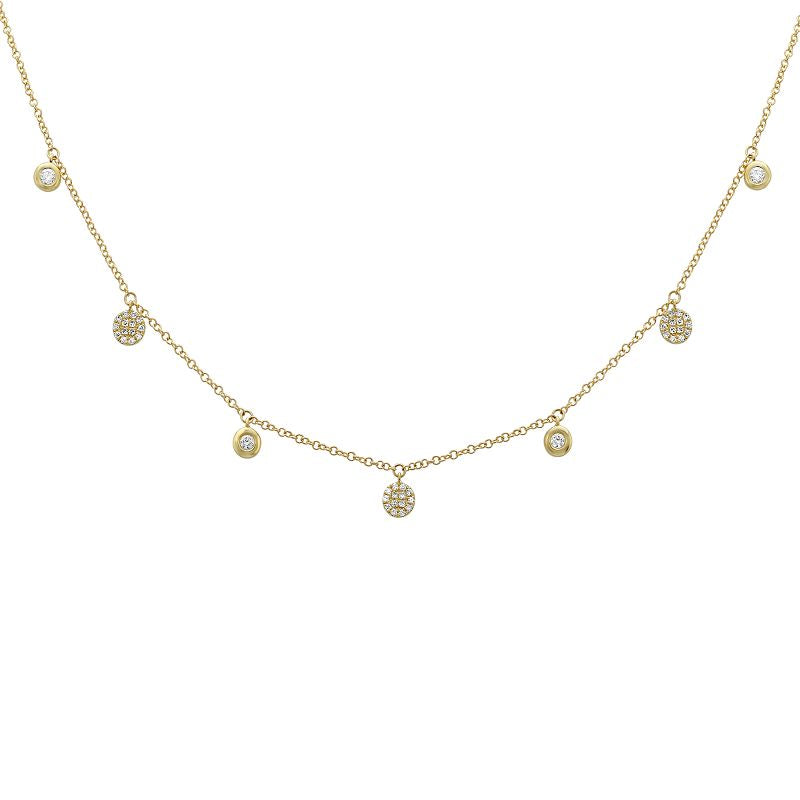 14K Gold Diamond Bezel and Charm Necklace