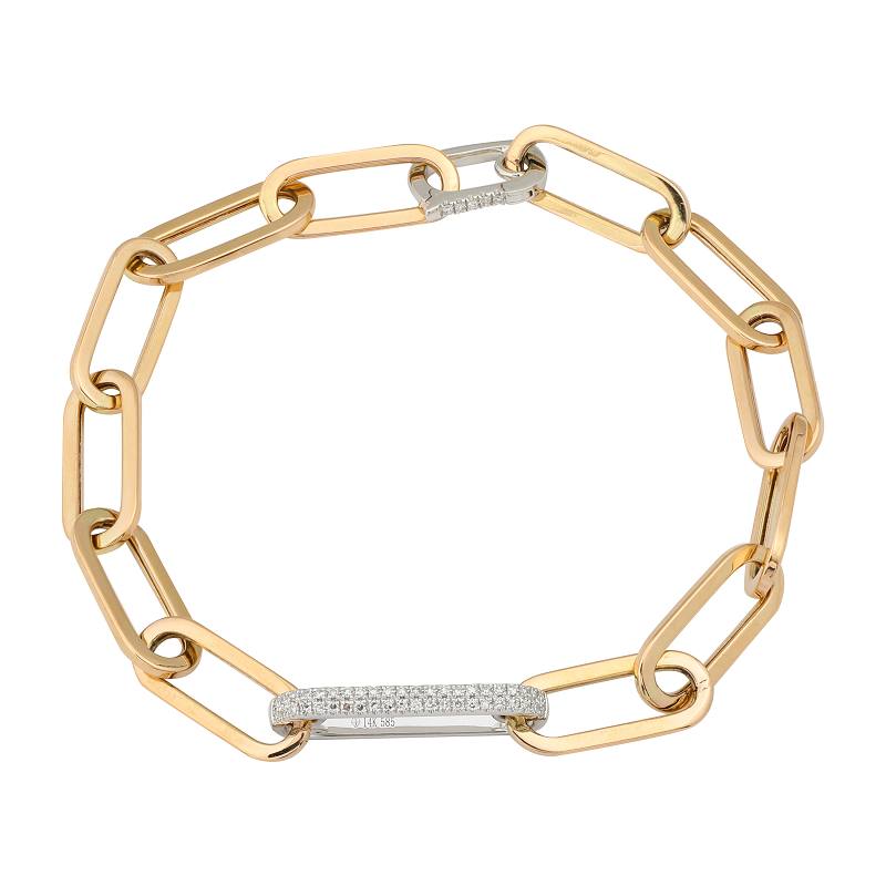 14K Gold Two-Tone Diamond Link Bracelet