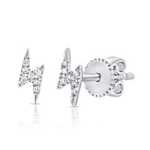 Load image into Gallery viewer, 14K Gold Diamond Lightning Bolt Studs (Second Hole Only)
