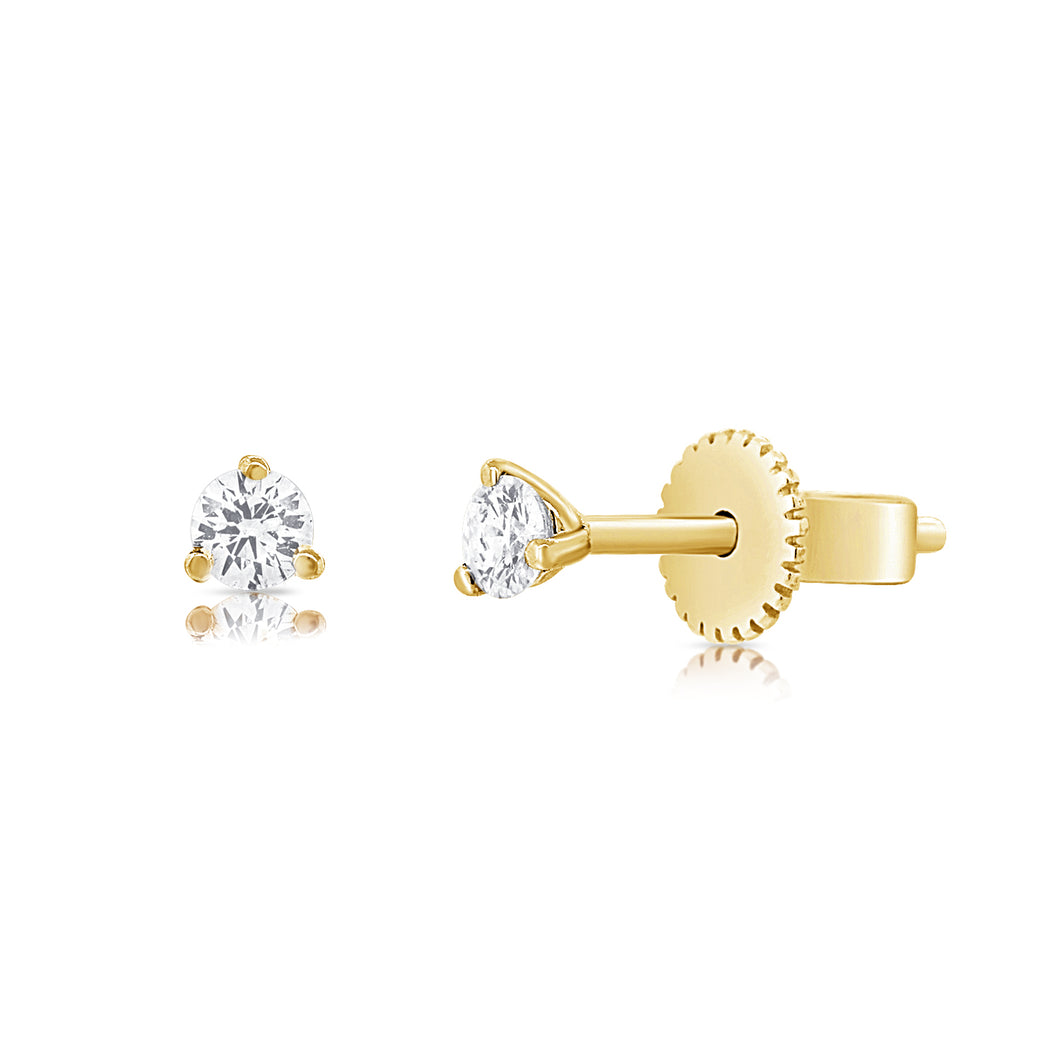 14K Gold Diamond Stud (Second Hole/Sold as a Single Only)