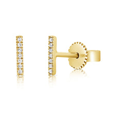 Load image into Gallery viewer, 14K Gold Diamond Bar Studs
