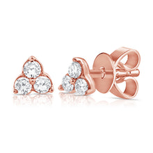 Load image into Gallery viewer, 14K Gold Small Triple Diamond Stud (Sold as a Single Only)
