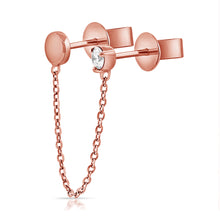 Load image into Gallery viewer, 14K Gold Diamond Chain Hole to Hole Studs
