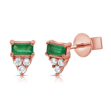 Load image into Gallery viewer, 14K Gold Emerald and Diamond Studs
