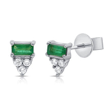 Load image into Gallery viewer, 14K Gold Emerald and Diamond Studs
