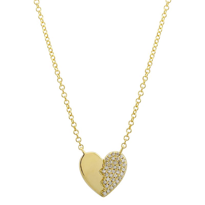14K Gold Half Diamond Heart Necklace