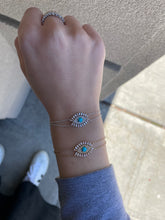 Load image into Gallery viewer, 14K Gold Evil Eye Diamond Baguette Bracelet
