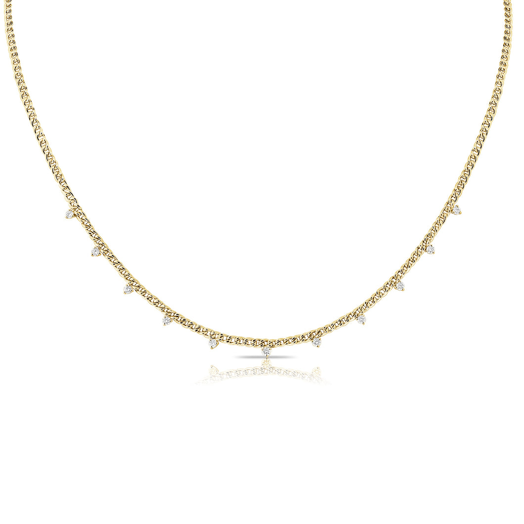 14K Gold Multi Diamond Chain Link Necklace