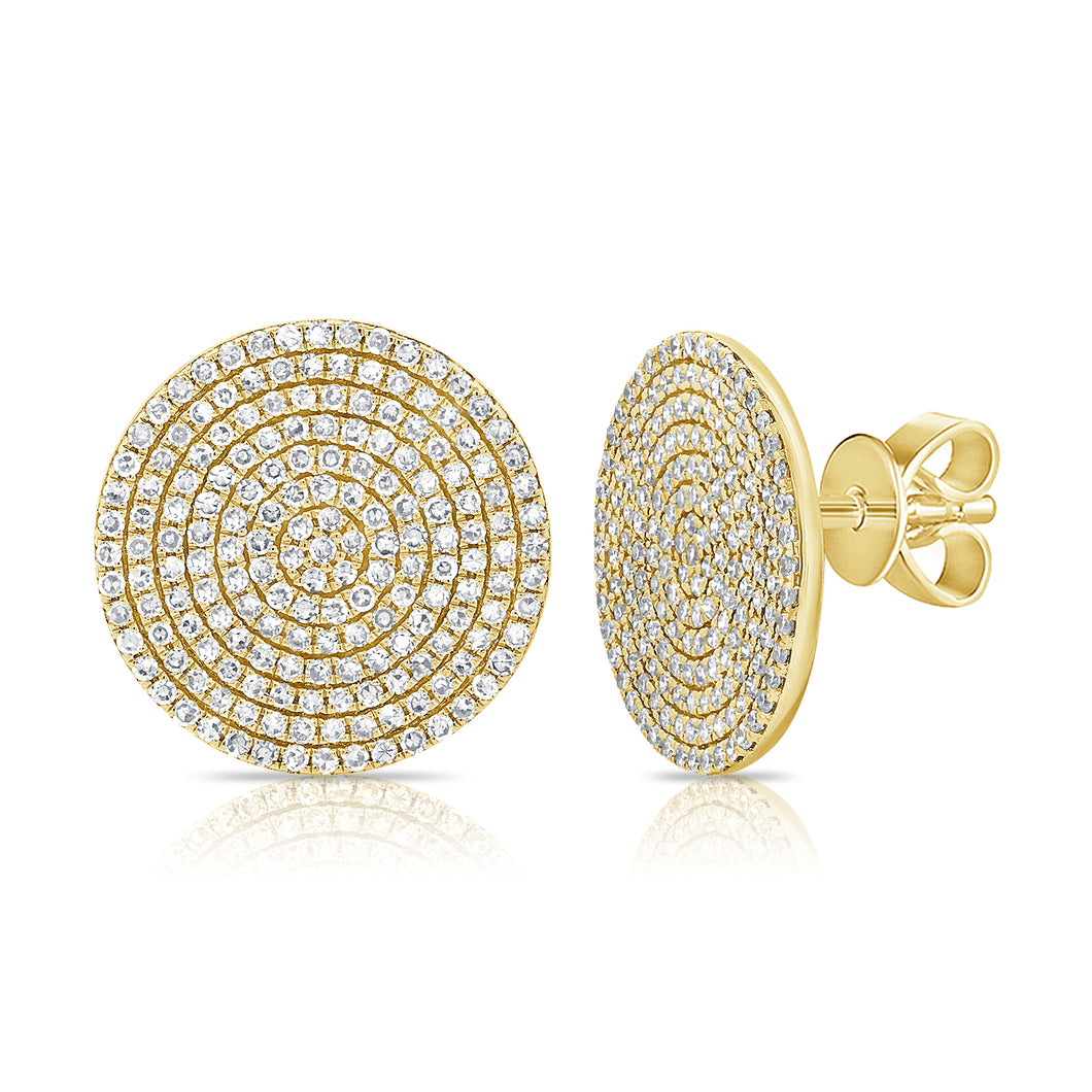 14K Gold Large Diamond Circle Earrings