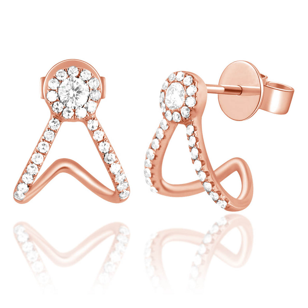 14K Gold Diamond Cage Stud Earrings