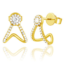 Load image into Gallery viewer, 14K Gold Diamond Cage Stud Earrings
