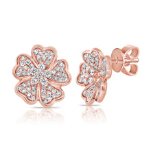 Load image into Gallery viewer, 14K Gold Diamond Flower Studs
