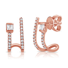 Load image into Gallery viewer, 14K Gold Diamond and Baguette double cage
