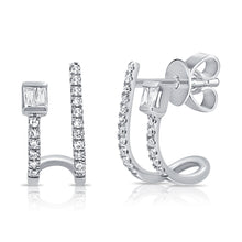 Load image into Gallery viewer, 14K Gold Diamond and Baguette double cage
