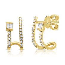 Load image into Gallery viewer, 14K Gold Diamond and Baguette double cage
