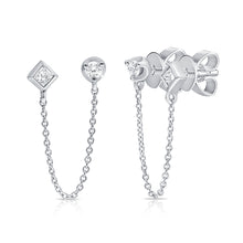 Load image into Gallery viewer, 14K Gold Double (Hole to Hole) Diamond Chain Studs
