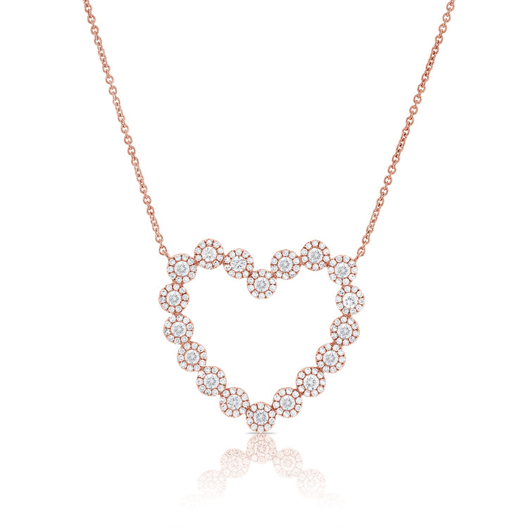 14K Rose Gold Diamond Heart Necklace