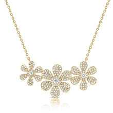 Load image into Gallery viewer, 14K Gold Diamond Triple Flower Necklace
