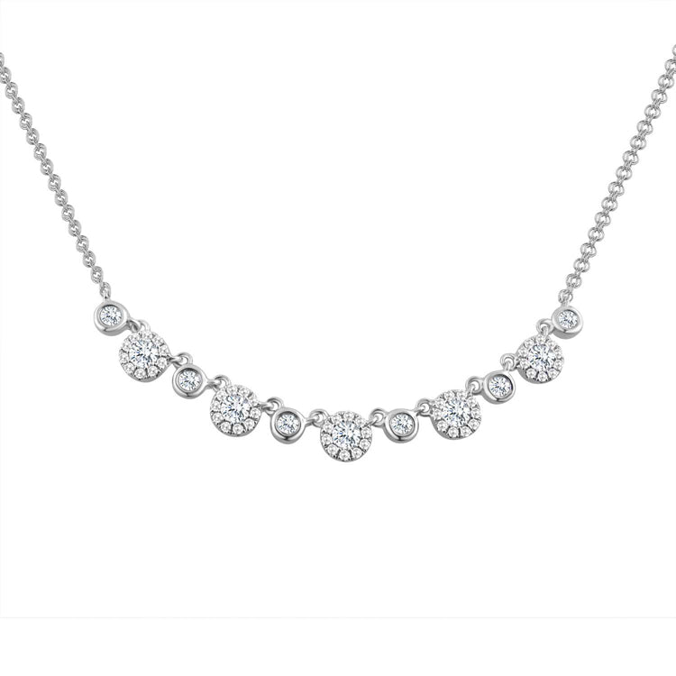 14K White Gold Pave Diamond and Bezel necklace