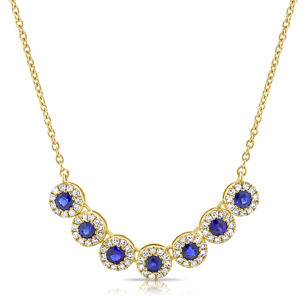 14K Gold Sapphire and Diamond Necklace