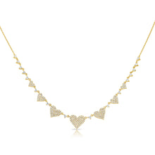 Load image into Gallery viewer, 14K Gold Diamond Graduated Heart Necklace
