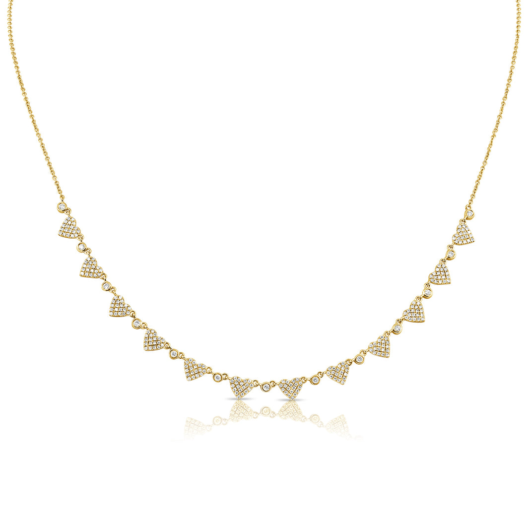 14K Gold Diamond Multi Heart Necklace