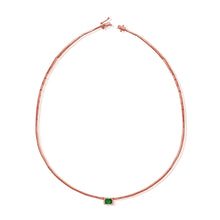 Load image into Gallery viewer, 14K Gold Emerald Solitaire Diamond Necklace
