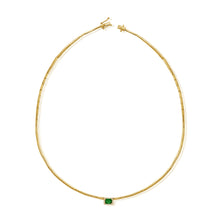 Load image into Gallery viewer, 14K Gold Emerald Solitaire Diamond Necklace
