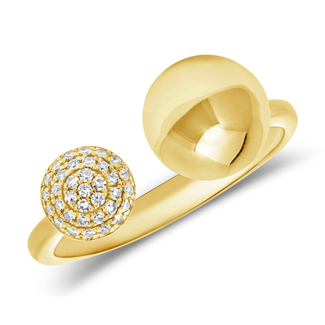 14K Yellow Gold Diamond Ball Ring